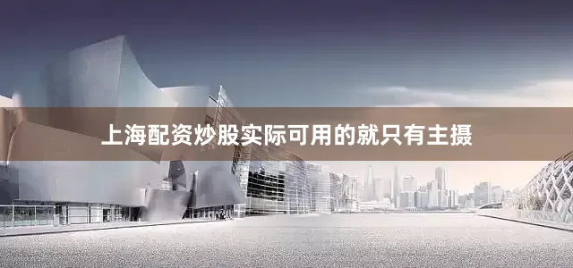 上海配资炒股实际可用的就只有主摄